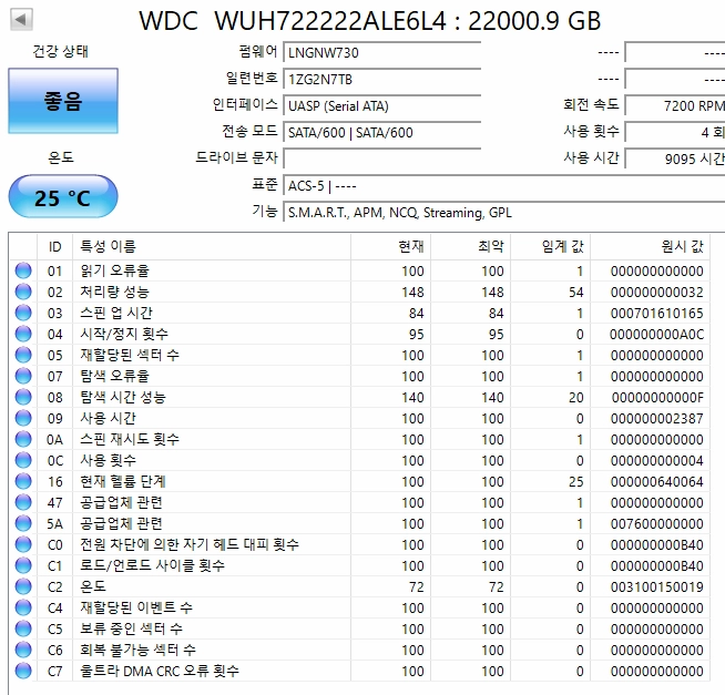 WD 울트라스타 HC570 22TB 하드디스크 4개 이미지