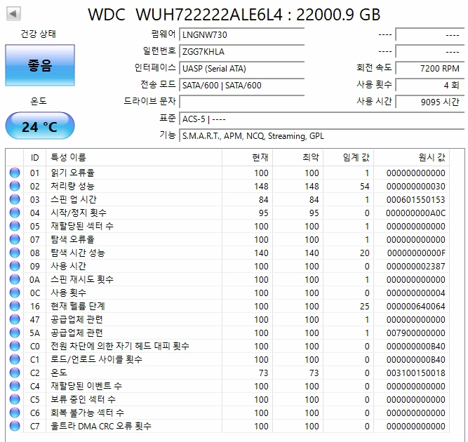 WD 울트라스타 HC570 22TB 하드디스크 4개 이미지
