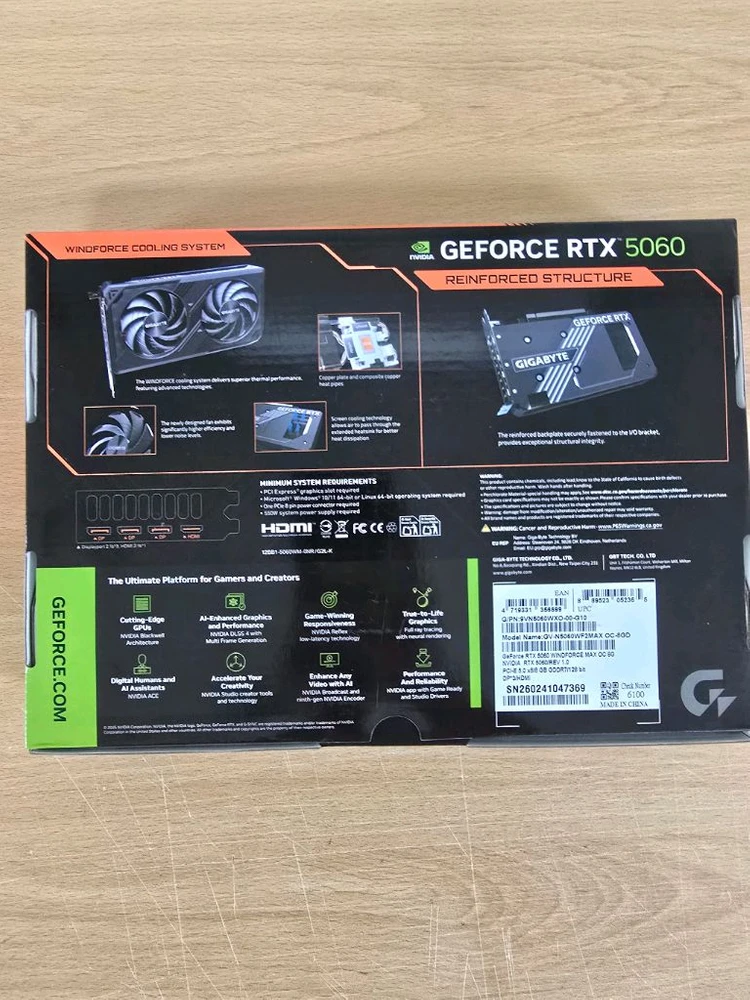 GIGABYTE RTX 5060 WINDFORCE MAX OC 그래픽카드 이미지