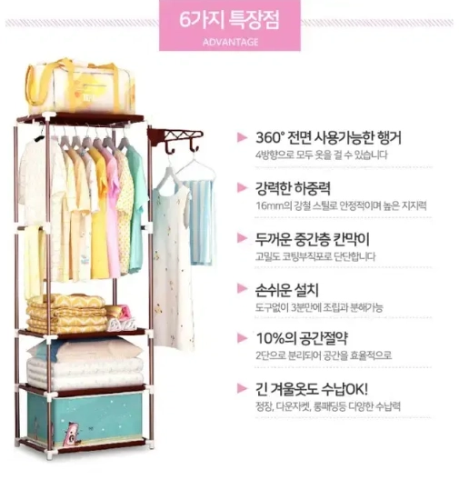 할인 새상품(수량별할인) 스틸2단조립행거 행거 드레스룸 조립식 맞춤형 이미지