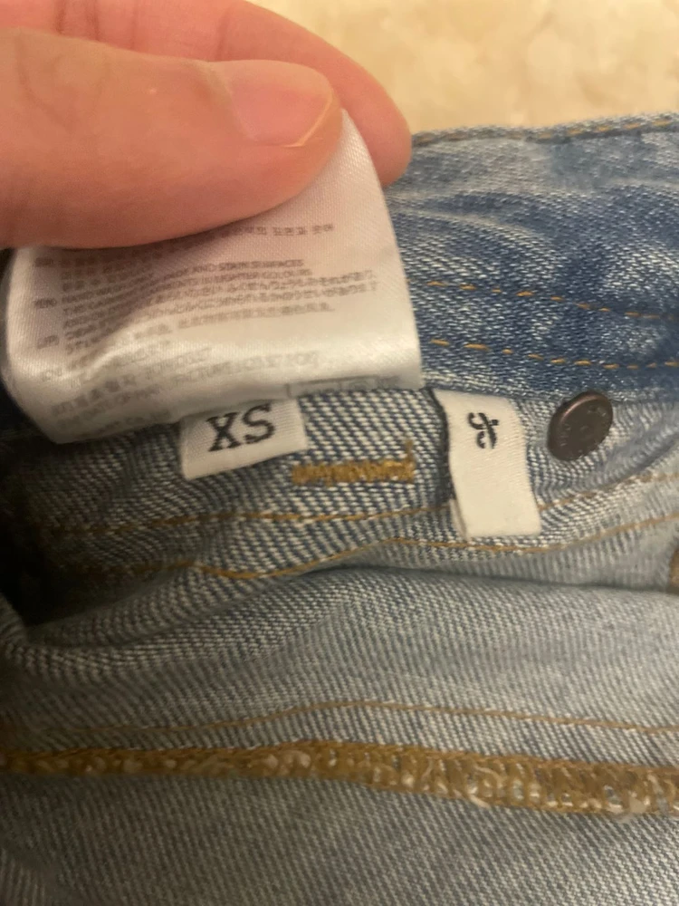 앤더슨벨 로우 컷 와이드 데님 팬츠 진 xs 이미지