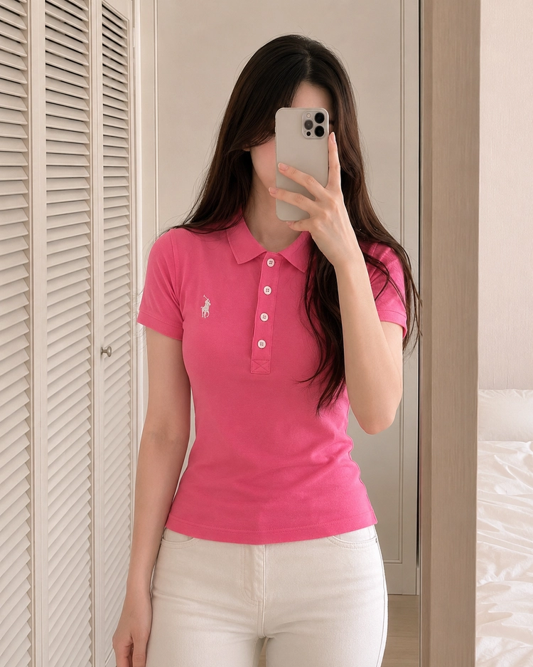 폴로 랄프로렌 핑크 빅포니 반팔 카라티 이미지