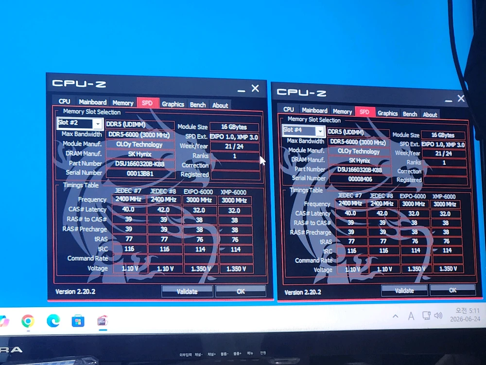 a다이 정품 oloy ddr5 6000 cl32 16x2 32gb 이미지