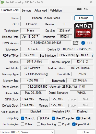 라데온 RX570 4G 그래픽 카드 판매 이미지