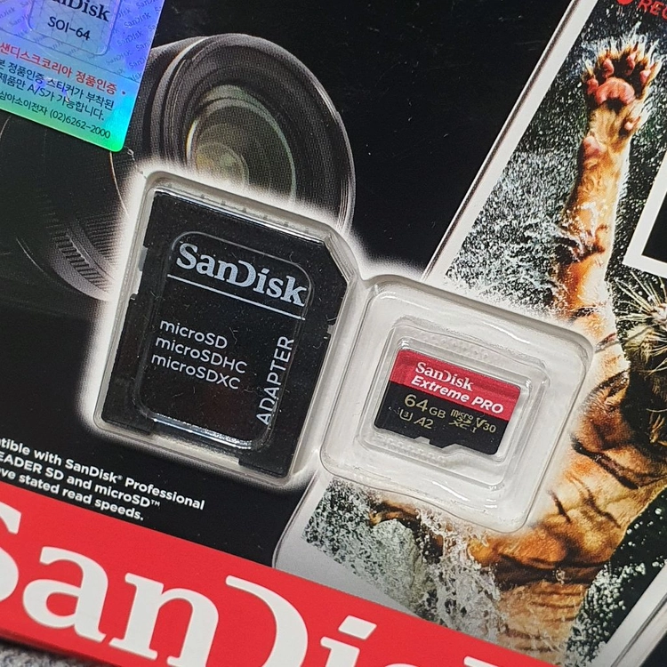샌디스크 익스트림 프로 64GB 마이크로 SD카드 + 어댑터 이미지