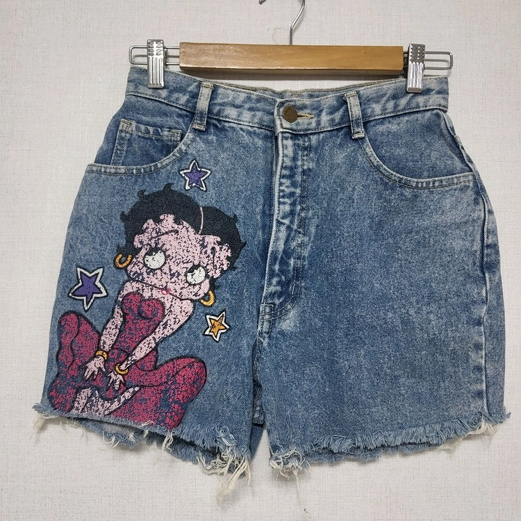 베티붑 Betty Boop 90년대 데님 숏팬츠 청반바지 Y2K 빈티지 이미지