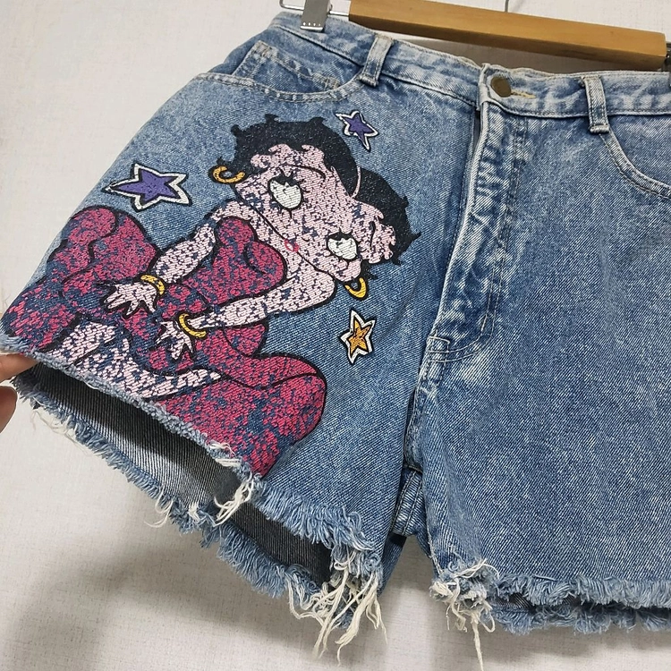 베티붑 Betty Boop 90년대 데님 숏팬츠 청반바지 Y2K 빈티지 이미지