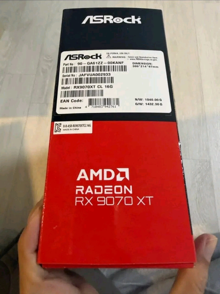 ASRoCk 라데온 RX9070XT 챌린저 16GB 미개봉 제품 이미지