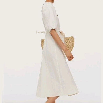 H&M 코튼퍼프에스닉 미디 롱원피스 34사이즈(S) 이미지