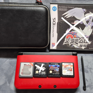 닌텐도3ds xl 구큰다수 레드, 포켓뱅크, 포켓몬스터 블랙2, 화이트2 포함 칩3개 이미지