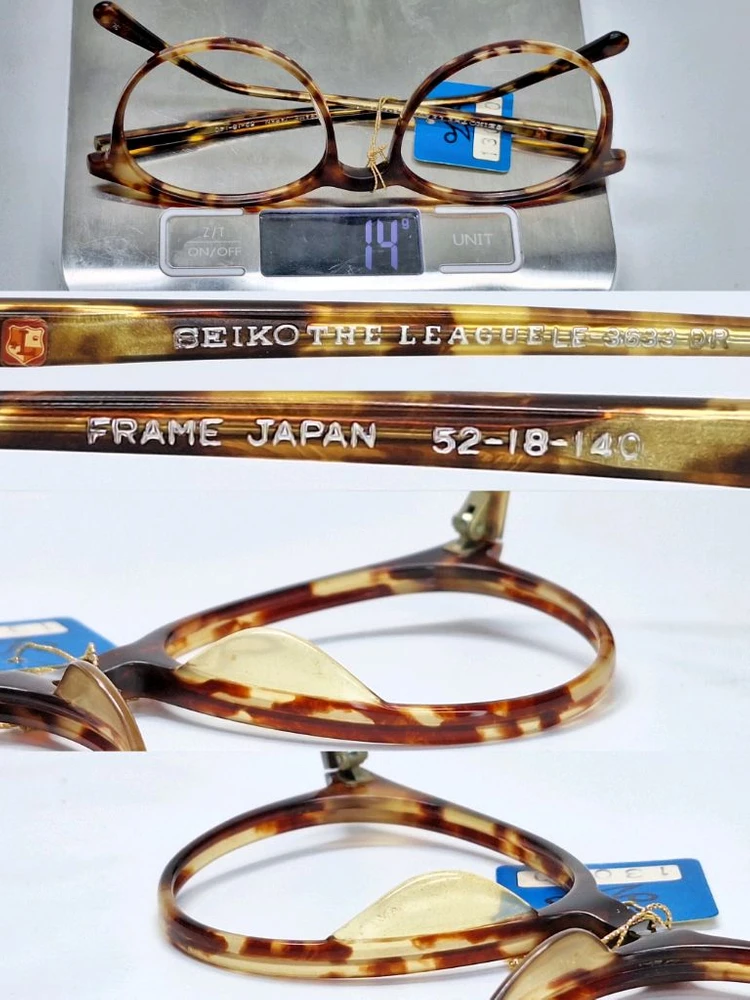 세이코 SEIKO THE LEAGUE LE-3633 DR 안경테 52mm 보스턴 뿔테 일본 빈티지 데드스톡 미사용 이미지