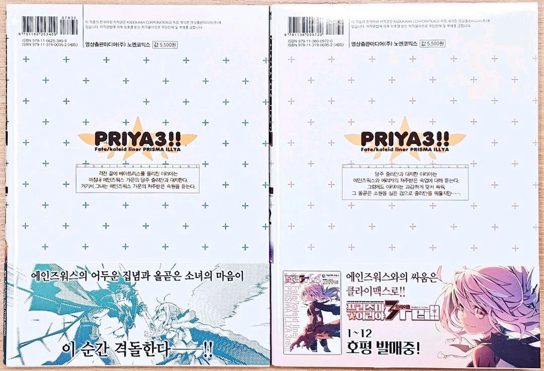 [초판] 프리즈마 이리야 드라이 11 12 타입문 페이트 히로야마 히로시 달 애니 고전 마법소녀 이미지