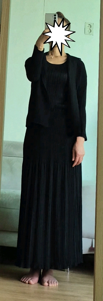 이세이미야케 플리츠플리즈 울리 플리츠 가디건 블랙+일제양면 플리츠 롱스커트 이미지