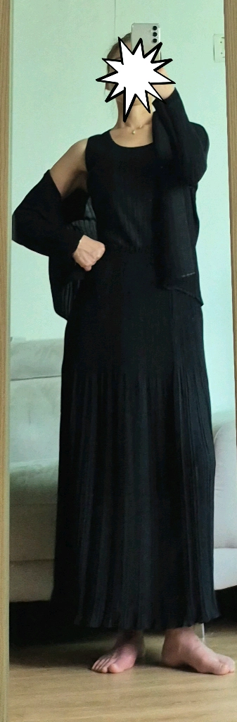 이세이미야케 플리츠플리즈 울리 플리츠 가디건 블랙+일제양면 플리츠 롱스커트 이미지