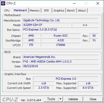라이젠 3500x CPU + 기가바이트 A320M-S2H 메인보드 이미지