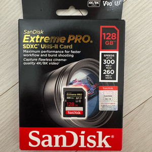 샌디스크 익스트림 프로 SD카드 128GB (300MB/s) 미개봉 팝니다 이미지