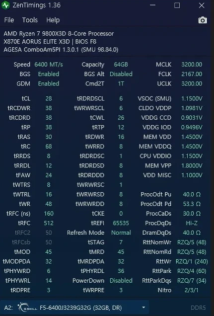 DDR5 64 지스킬 64기가 DDR5-6400 Cl32 26년14주차 미개봉급 이미지