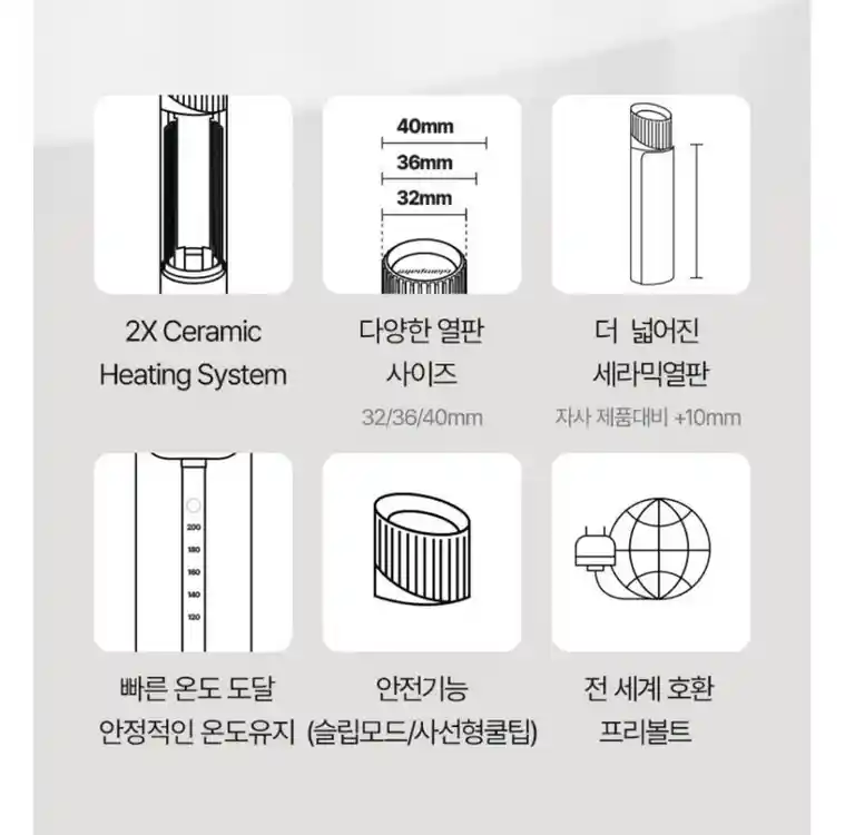 [초특가] 글램팜 글램뮤즈 봉고데기 웨이브 컬링아이롱 40mm 퓨어블랙 이미지