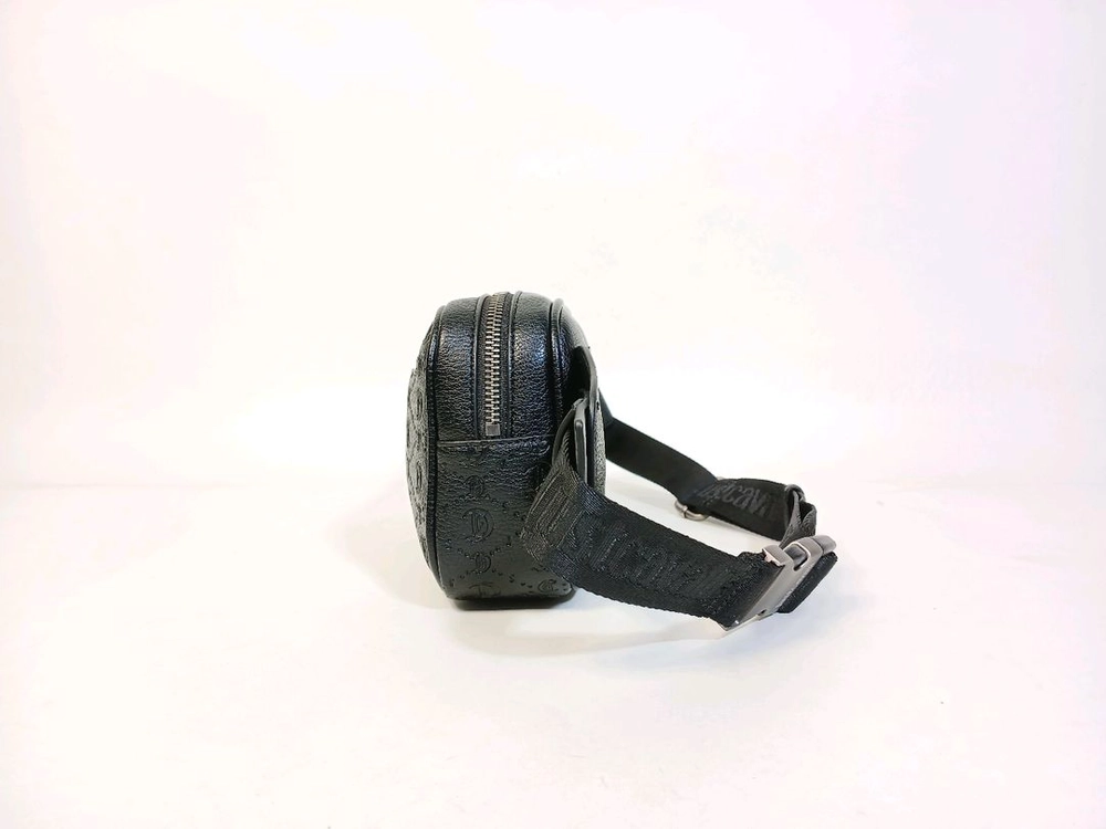 저스트까발리 고딕 올오버로고 검정 가죽 웨이스트백 이미지