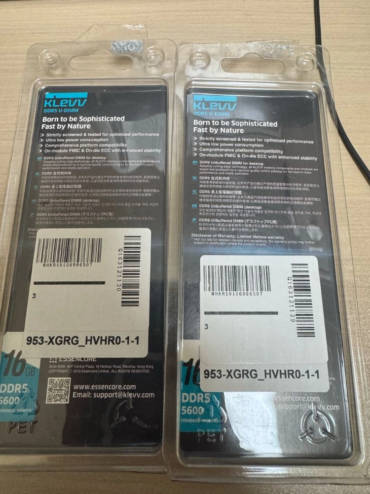 KLEVV DDR5-5600 CL46 32gb (16 x 2) 하닉 A다이 (언락)팝니다 이미지