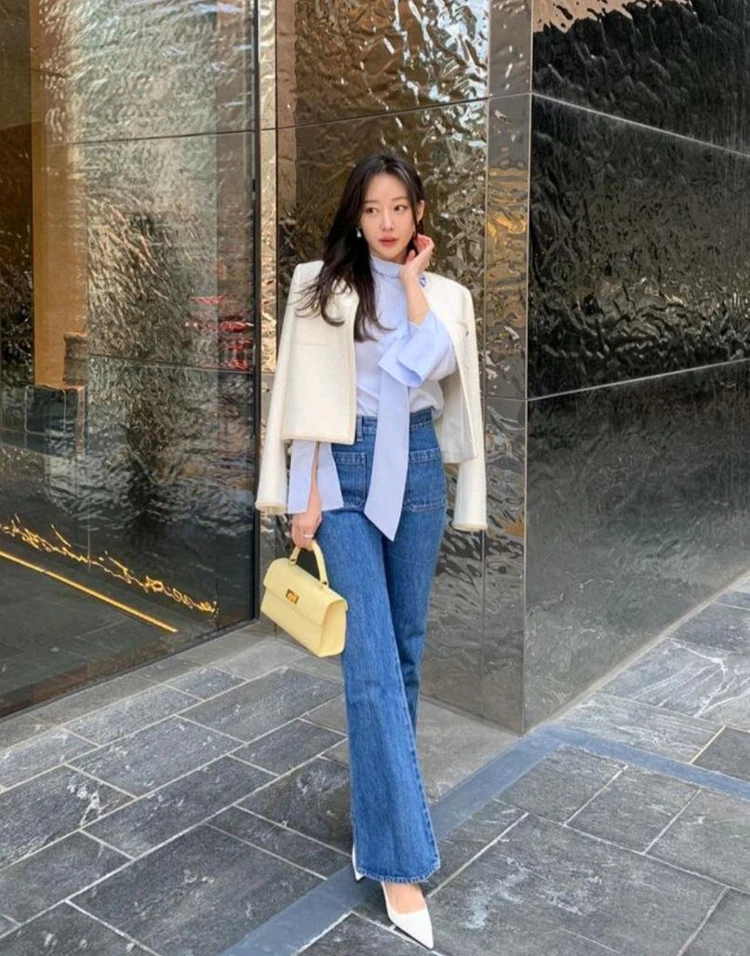 칙스라벨 H 슬림 부츠컷 콘데님(블루,XS,새상품) 이미지