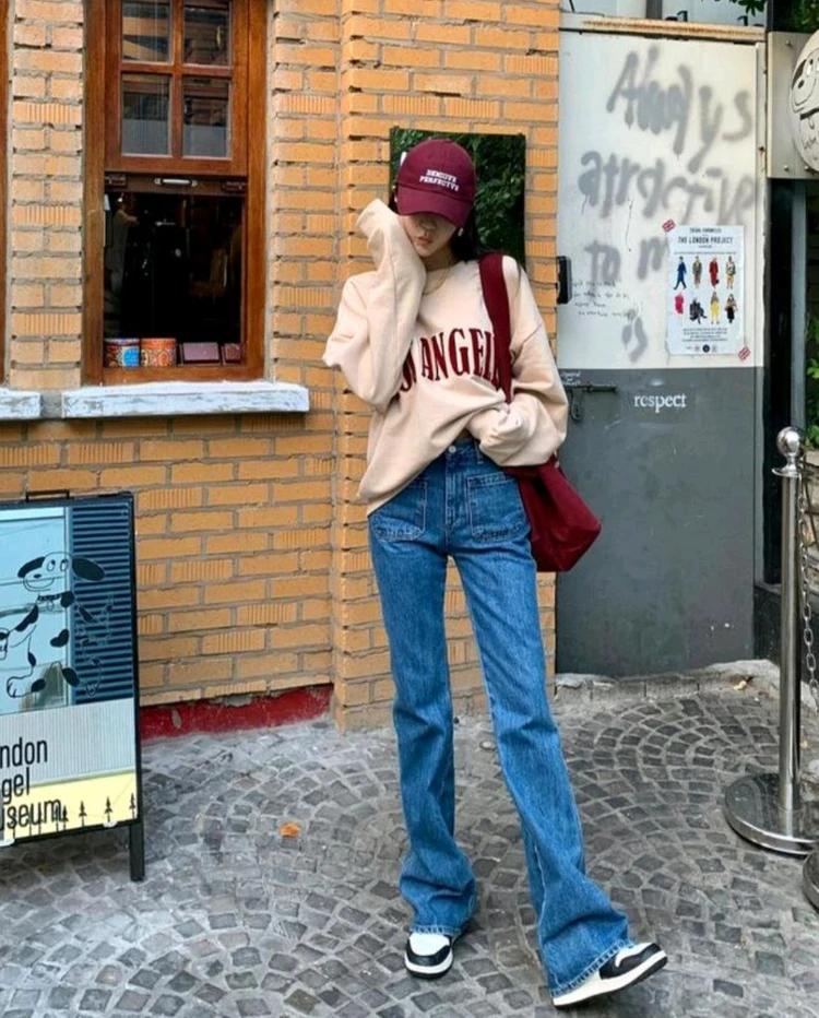 칙스라벨 H 슬림 부츠컷 콘데님(블루,XS,새상품) 이미지