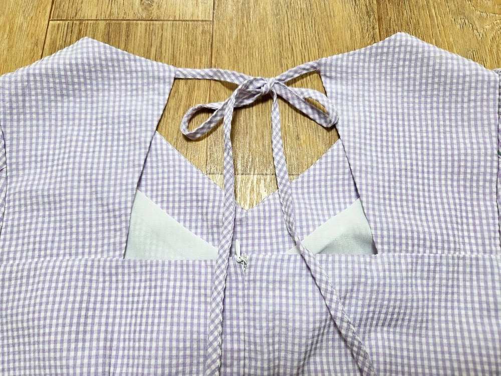 JJ지고트(JJ JIGOTT) 깅엄체크 셔링 퍼프원피스 55 이미지