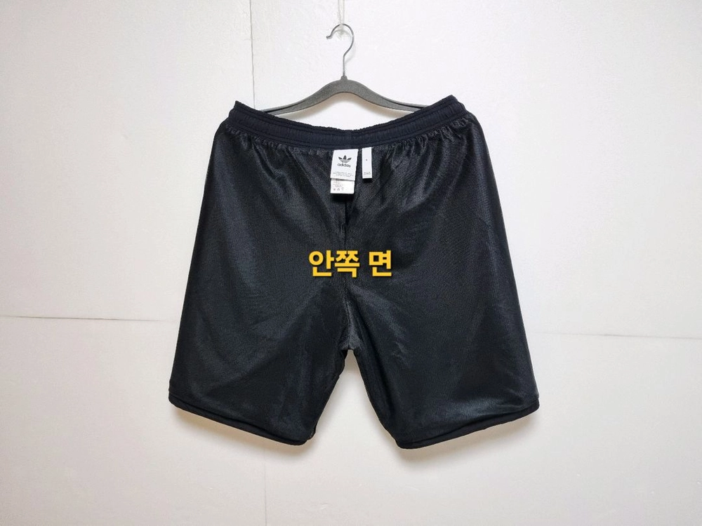 남성 아디다스 빅 불꽃 트레포일 쉐도우 검정 우븐 반바지 바지 트레이닝복 이미지