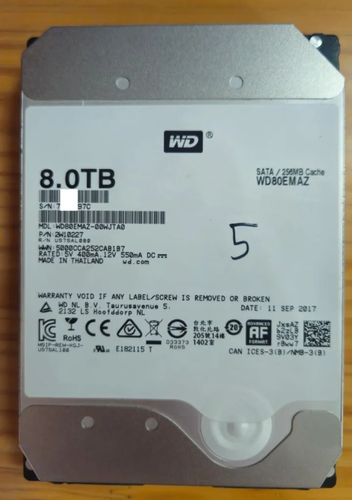 Western digital 화이트 HDD 5개 도합 48tb 하드디스크 일괄 이미지