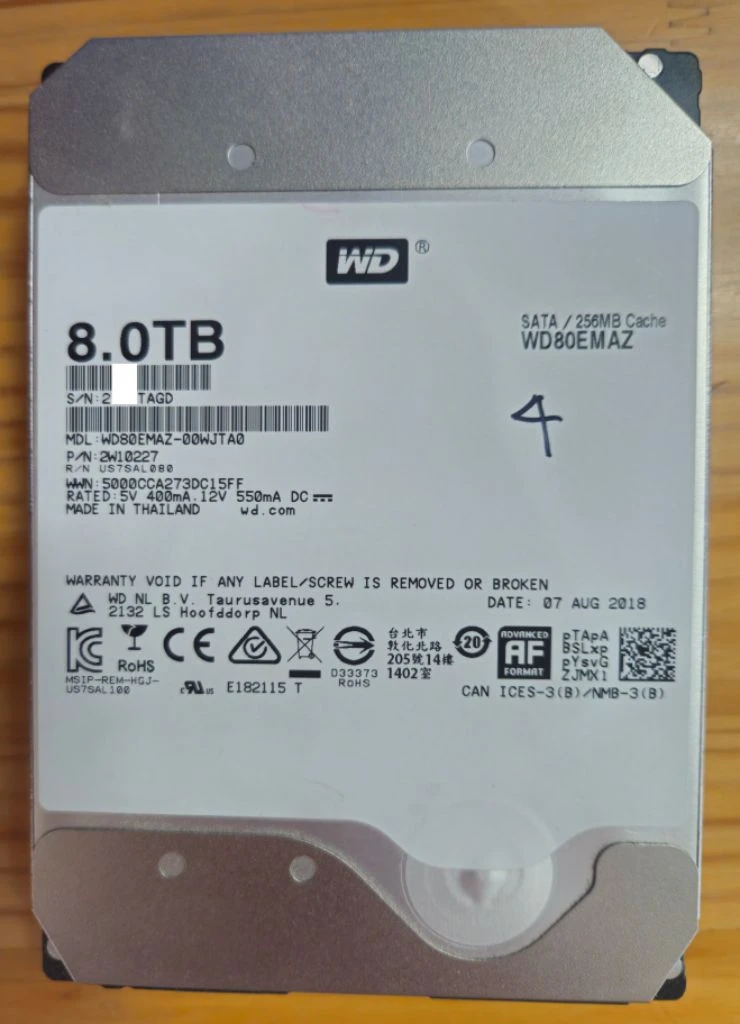 Western digital 화이트 HDD 5개 도합 48tb 하드디스크 일괄 이미지