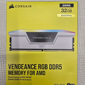 미개봉 커세어 Vengeance RGB DDR5 메모리 32GB (16GBx2) 6000MHz 화이트 이미지