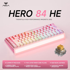 [새상품] AULA HERO 84 HE 마그네틱 자축 게이밍 키보드 핑크 사이드프린트 이미지