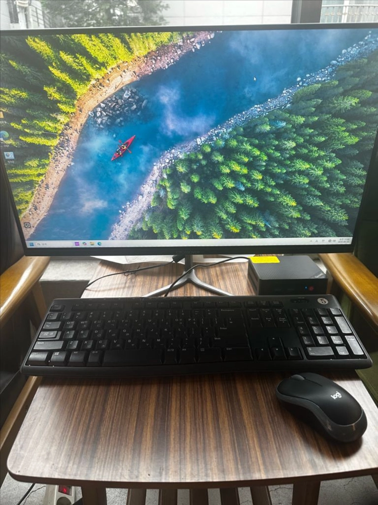 컴퓨터 모니터 키보드 세트, 크로스오버 24G1 HDR GAMING FLAT, 로지텍 키보드 마우스 이미지