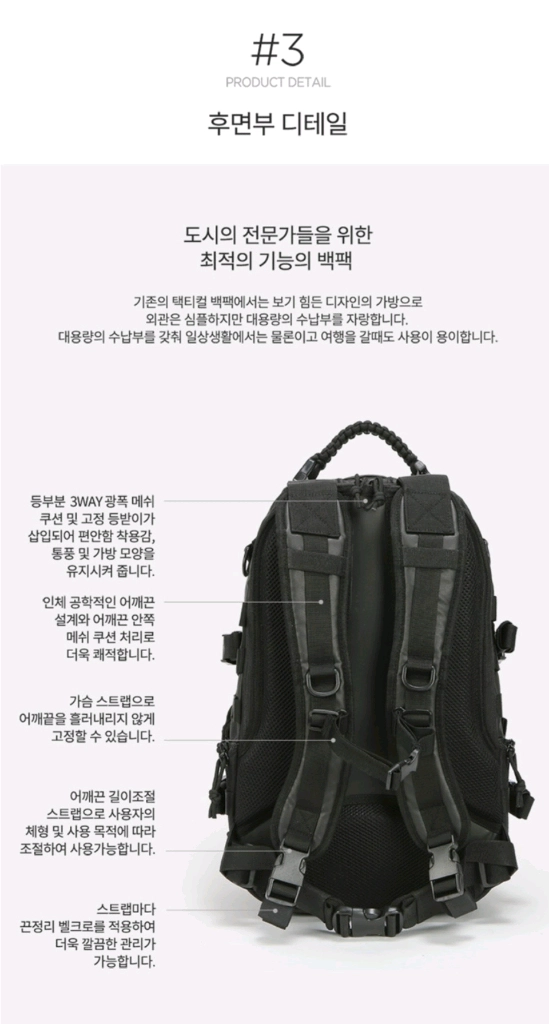 나트랩스 블랙 몬스터백 택티컬 백팩 이미지