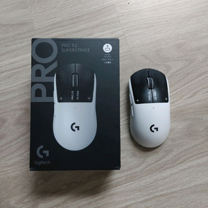 지슈스 로지텍 PRO X2 SUPERSTRIKE 화이트 무선 마우스 이미지