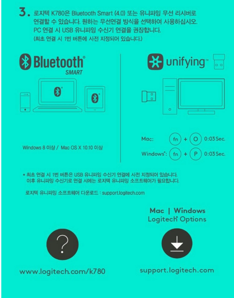 k780 로지텍 유니파잉 usb무선 블루투스키보드 판매 서울 이미지