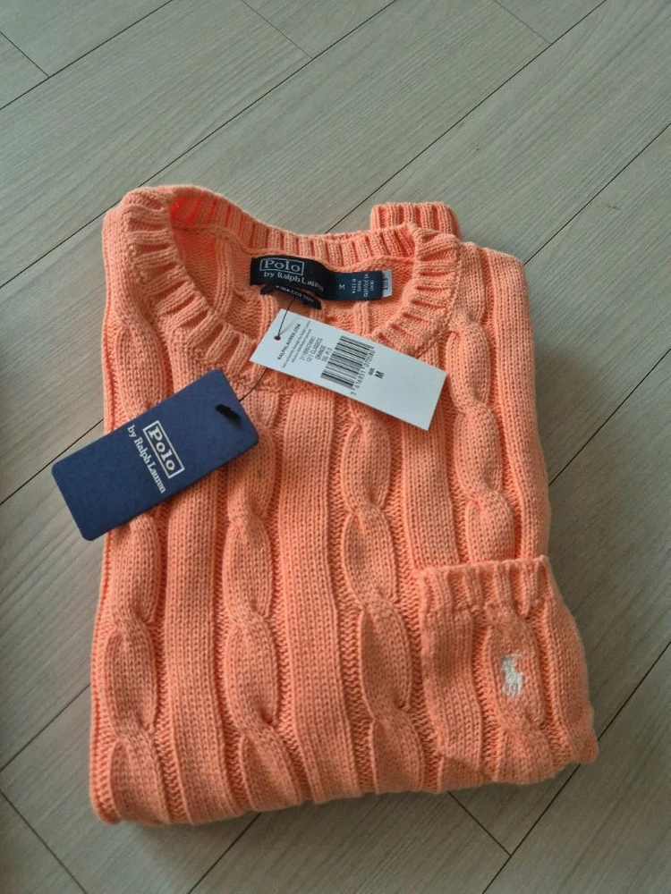 폴로 랄프로렌의 피마코튼 매력적인 꽈배기 포켓 니트 이미지