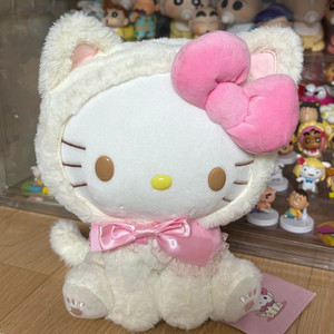 산리오) 고양이 옷 입은 헬로키티 중형 인형/네코 헬로키티 치유 이미지