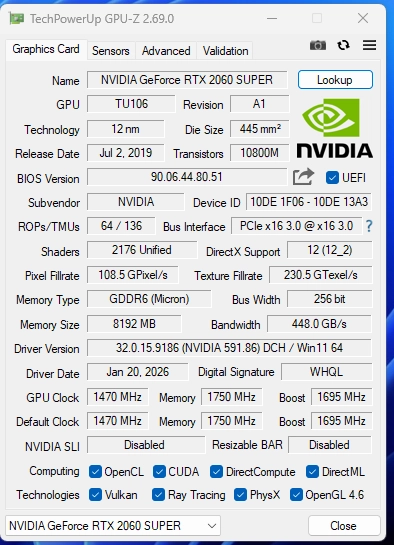 갤럭시 지포스 RTX 2060 SUPER EX WHITE OC D6 8GB 이미지