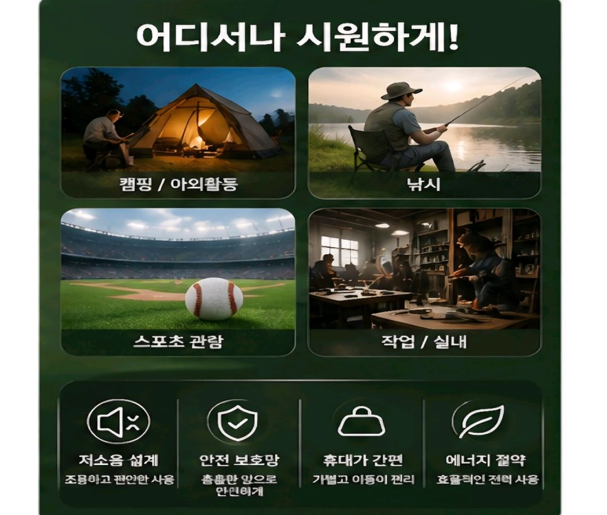 무선 휴대용 미니 선풍기 리튬 배터리 대용량 탁상용 이미지