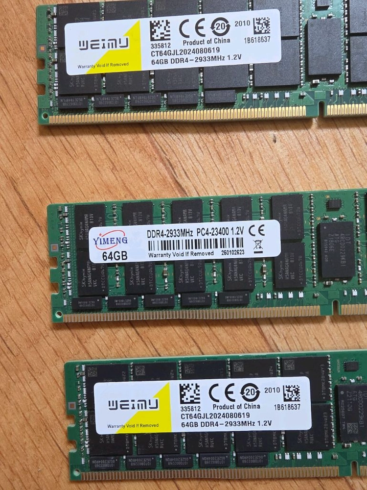 64GB DDR4-2933 서버용 ECC REG/LRDIMM 램 3장 총 192GB - 안심되는 중고거래