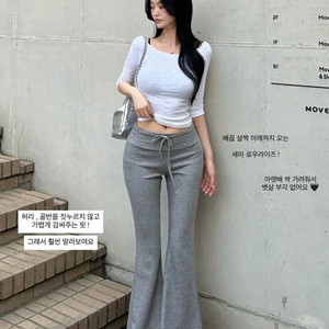(포장째새상품) 오브히 세미 로우라이즈 부츠컷 팬츠 그레이 s 에이블리 이미지
