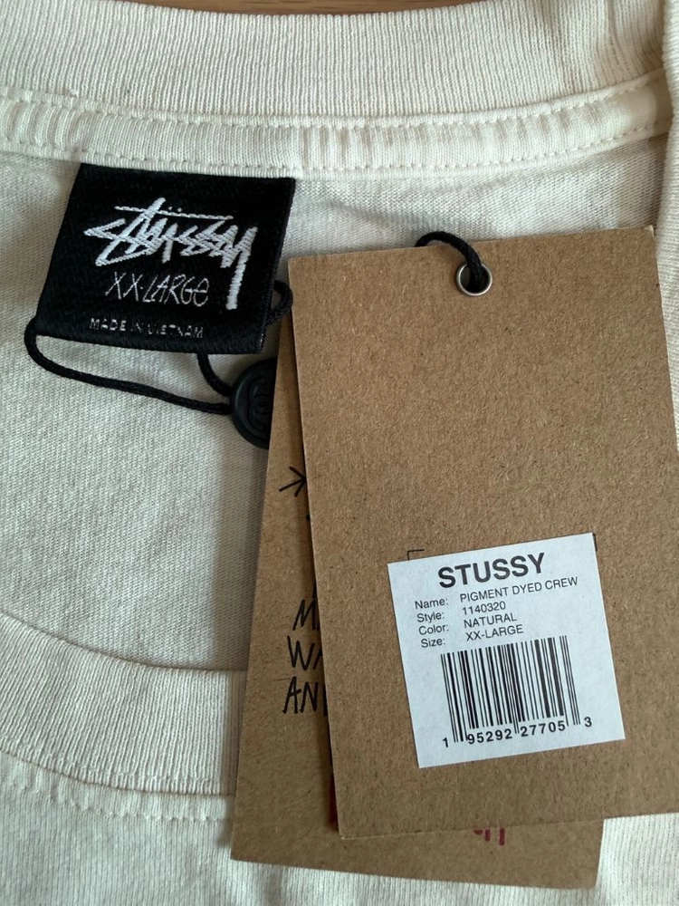 [XXL] stussy 스투시 피그먼트 다이드 크루넥 반팔 티셔츠 내츄럴 이미지