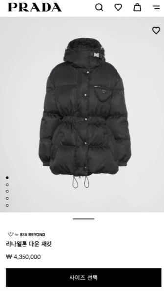 [정품] PRADA Re-Nylon Down Jacket 프라다 리나일론 서현 패딩 황금사이즈 36 이미지