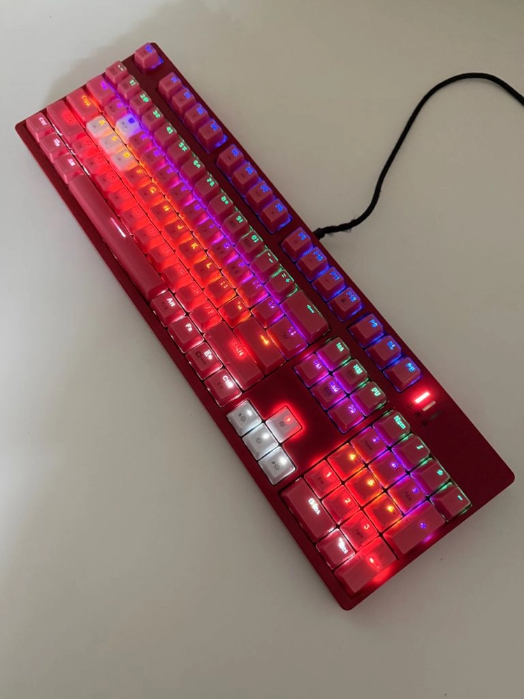 앱코해커 K8700 체리컬러 크리스탈 게이밍 광축 유선 기계식 키보드 마우스 헤드셋 스피커 이미지