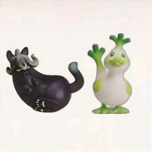 야채요정 채소요정 가지 고양이 파 오리 가챠 피규어 이미지
