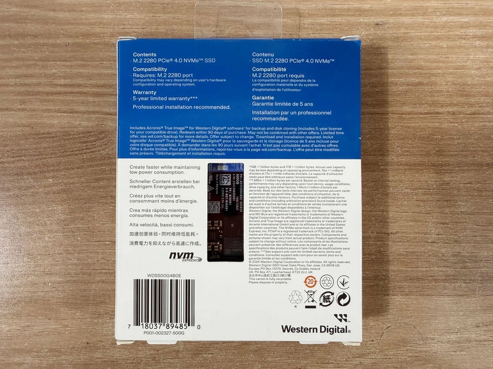 500GB WD Blue SN5000 M.2 NVMe SSD 미개봉새제품 이미지