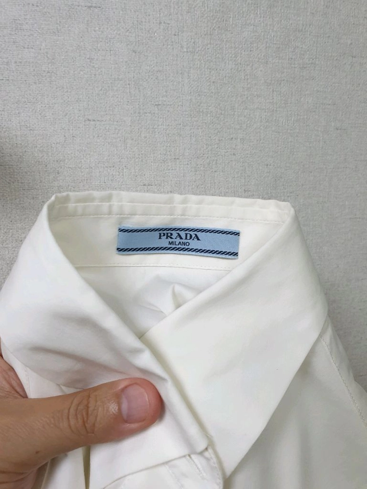 [38/정품] prada 프라다 포플린 코튼 셔츠 화이트 이미지