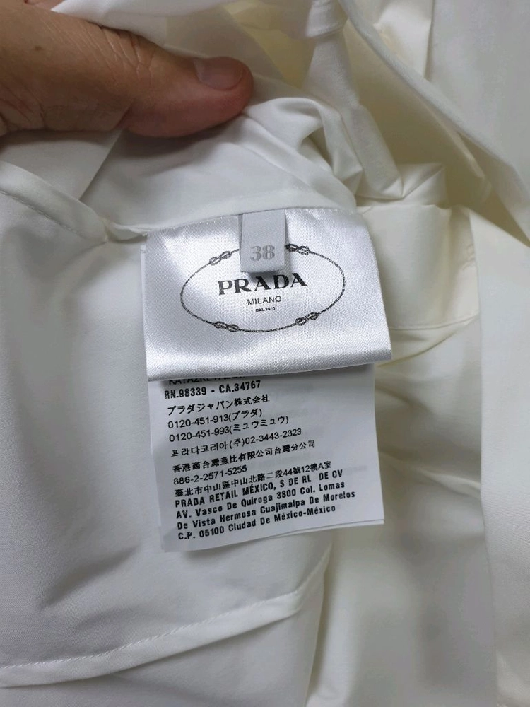 [38/정품] prada 프라다 포플린 코튼 셔츠 화이트 이미지