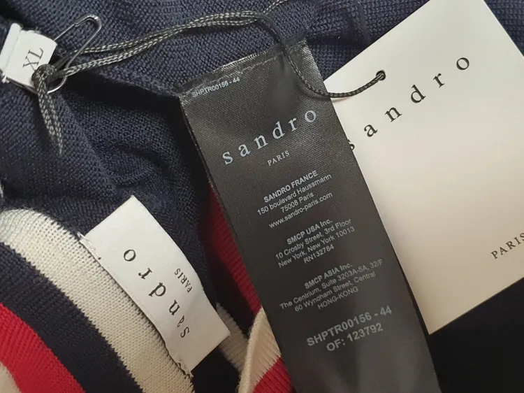 산드로 남성 SANDRO 컬러라인 가디건 XL 사이즈 새상품 정품 이미지